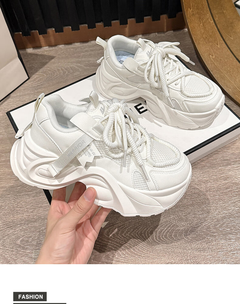 Warrior Official Women's Shoes 2026 Summer Thick Sole Height Increasing Dad Sneakers Women's Sports Casual Shoes Silver Gray Size 39 10