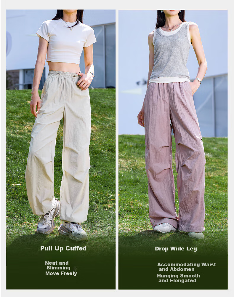 ESE-Y Quick-Dry Cooling Cargo Pants for Women, 2025 Summer New Style, Sun Protection Thin Wide-Leg Loose Paratrooper Pants, Gray And White, Size 28 19
