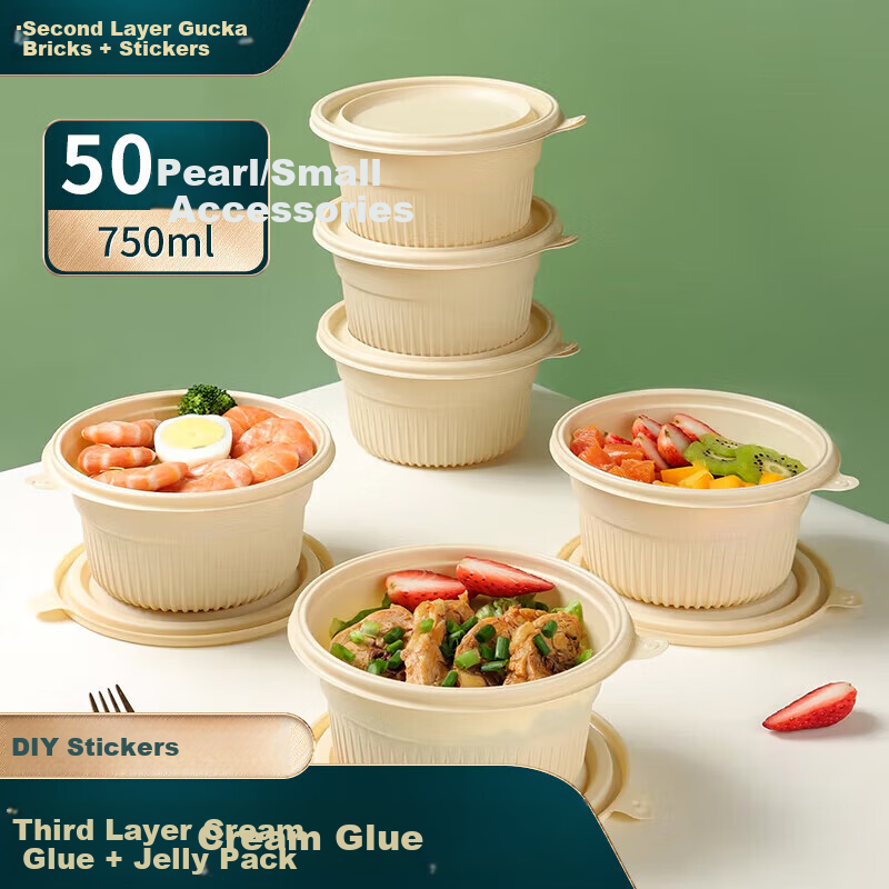 Baijie Disposable Biodegradable Corn Starch Round Food Containers, 750*50 Set, Food Grade, Takeout Packaging Boxes, Microwave Safe