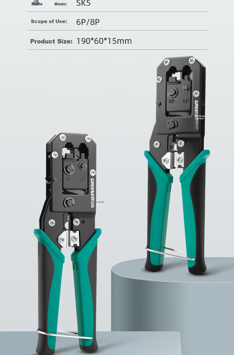 GREENER Ratchet Network Cable Crimper, Network Pliers for 6P/8P RJ45 Connectors, Cat6 Cable Crimping Tool Set 13
