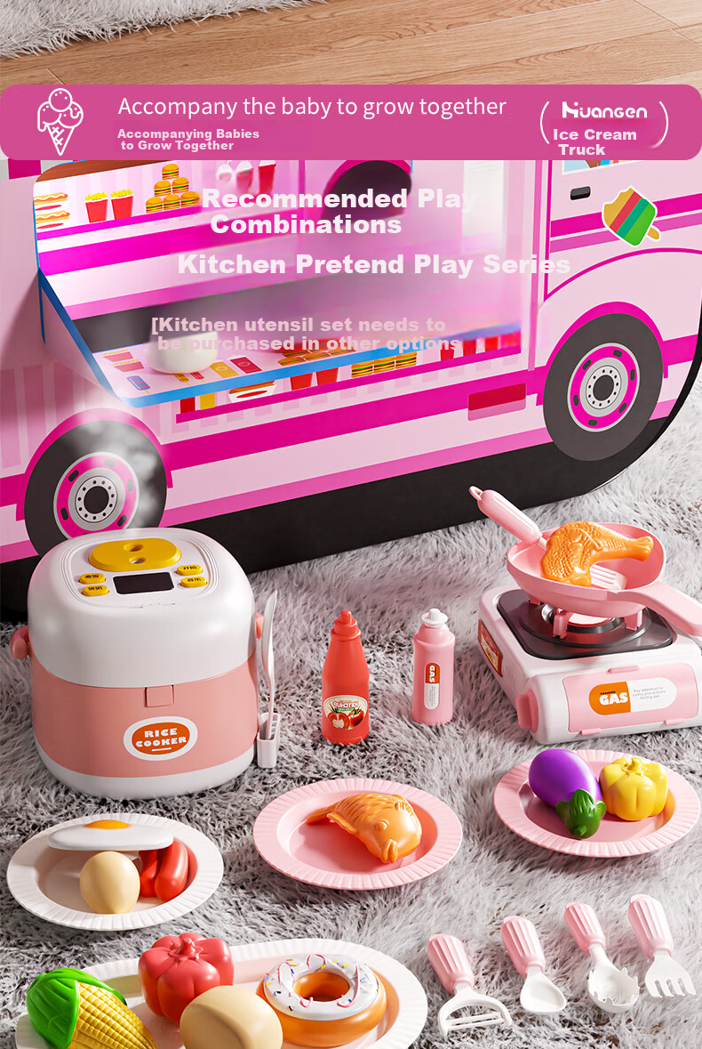 Huangen Children's Tent, Oversized Ice Cream Truck, Indoor Playhouse for Home Use, Outdoor Camping, Pretend Play Toys, Baby Gift 2