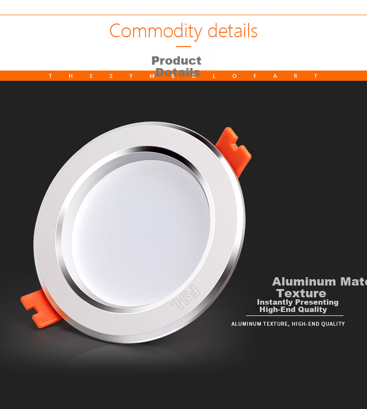 FSL Foshan Lighting LED Downlight, Ceiling Light, Hallway Recessed Spotlight, 6W 3-Inch Aluminum, Tri-Color White with Silver Edge 10