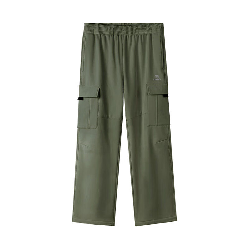 CAMEL Fleece-Lined Work Pants Unisex Outdoor Water-Repellent Straight-Leg Sports Trousers J35CA6L6027 Olive Green XL