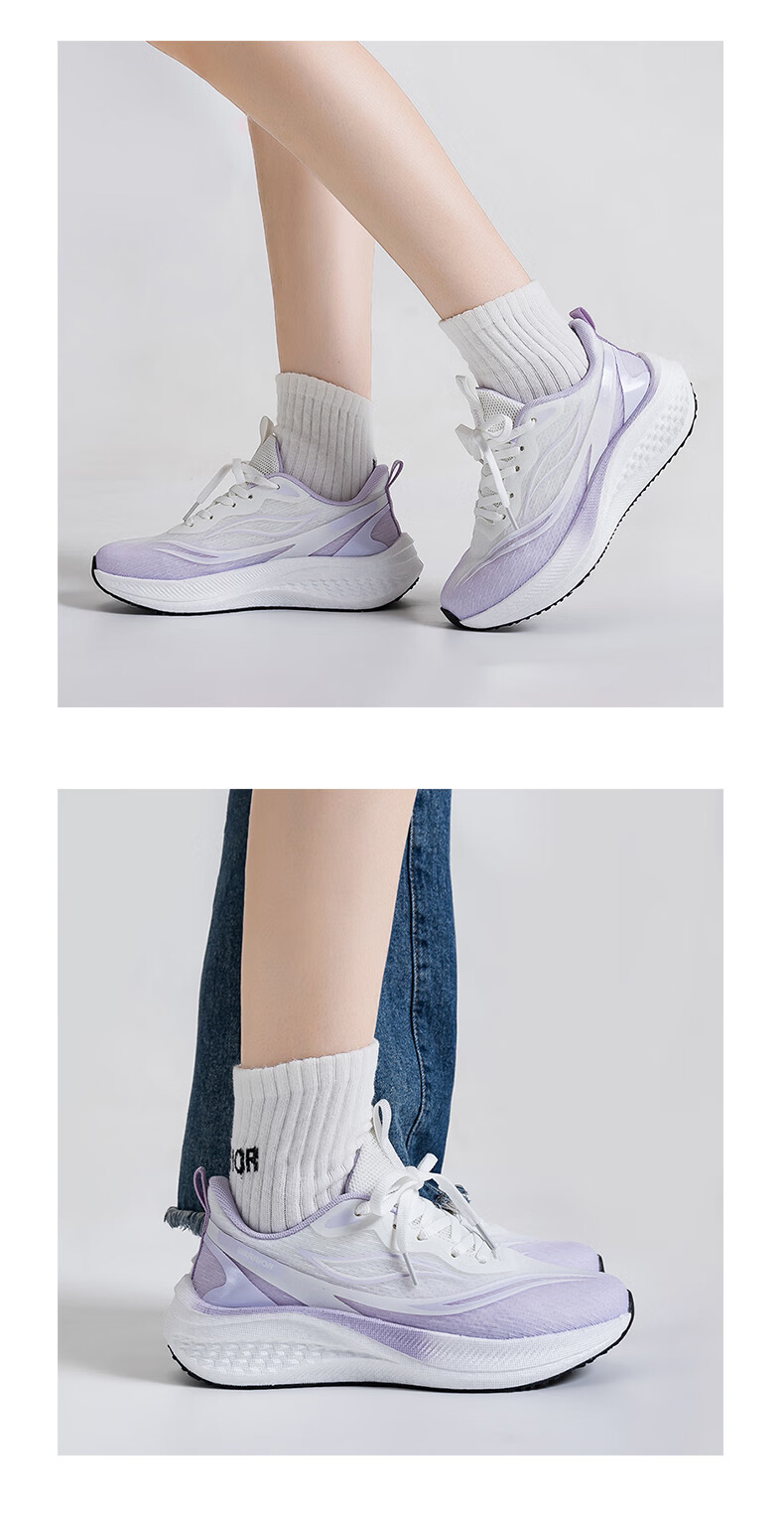 Warrior Women's Mesh Sports Shoes Spring New Lightweight Breathable Casual Sneakers WXY5110 White Purple Size 38 6