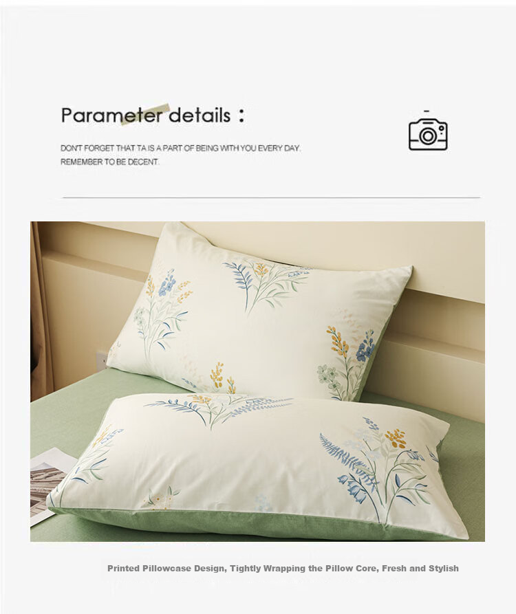 Grace Four-Piece Bedding Set, Class A Fabric, 7A Antibacterial Pure Cotton Skin-Friendly, 100% Pure Cotton AB Version, 1.5/1.8M Bed, Banxia 5