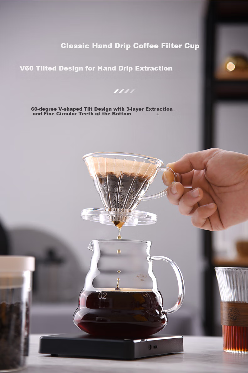 CLITON Pour-Over Coffee Maker Set: Drip Coffee Pot, Glass Sharing Pot, Stainless Steel Pour-Over Kettle, Filter Paper, And Filter Cup 3