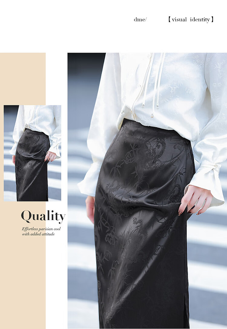 Dme [Bubushenghua] Autumn Chinese Style New Comfortable Elastic Waist Fashionable Slit Skirt for Women to Conceal Body Shape 12
