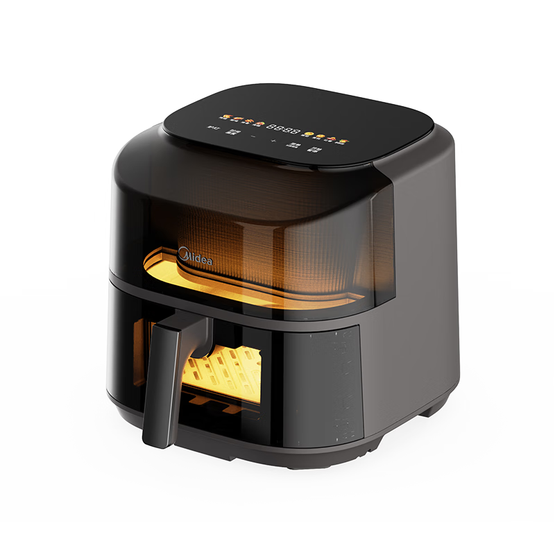 Midea Air Fryer for Home Use, No-Flip Steaming And Baking All-In Machine, 6L Practical Large Capacity Small Appliance, Multifunctional Oven Electric Fryer with All-Metal Inner Cavity And View Window KZC6019D
