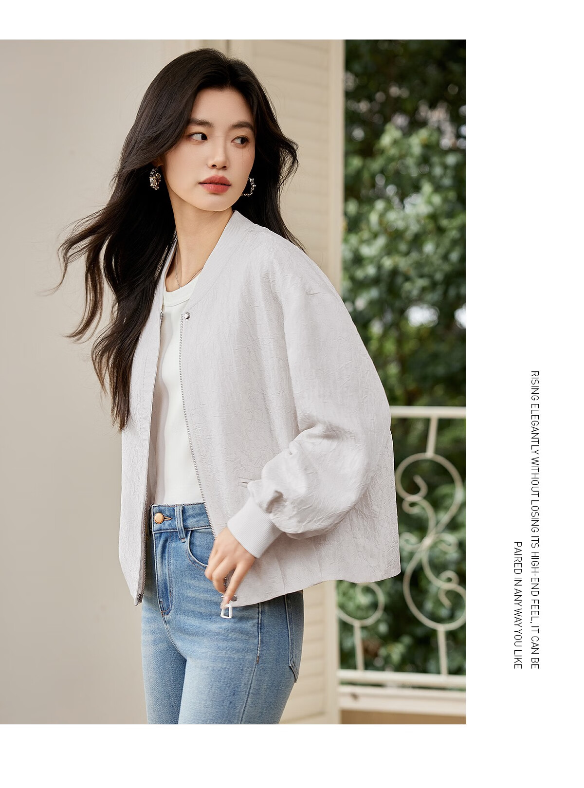 Taxiang Short Baseball Jacket for Women, Spring And Autumn Textured Design, Outerwear for Petite Figures, Cardigan T51D034 16