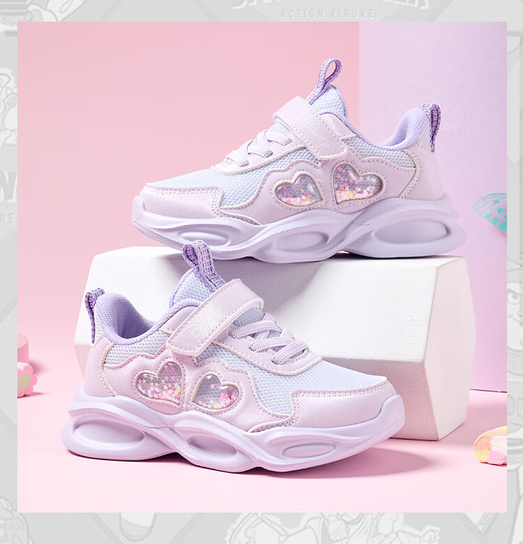 Disney Girls' Sports Shoes Children's Outdoor Comfortable Running Shoes Trendy Casual Shoes Light Pink Size 34 1
