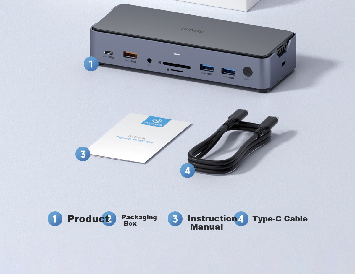 Hagibis Expansion Dock, Desktop Hub, USB Multi-Port Adapter, Type-C Hard Drive Enclosure, M.2 Expansion, Thunderbolt 4 Compatible with Apple Computers, MacBook Laptops, HDMI 29