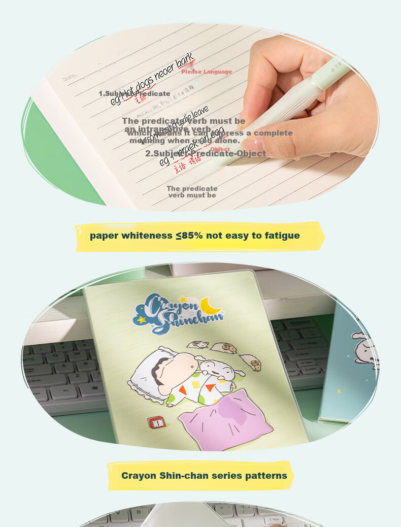 Deli Egg Party Co-Branded Glue-Bound Notebook, 16K/80 Sheets, Student Supplies, Set of 4 Notebooks, DZ204 9