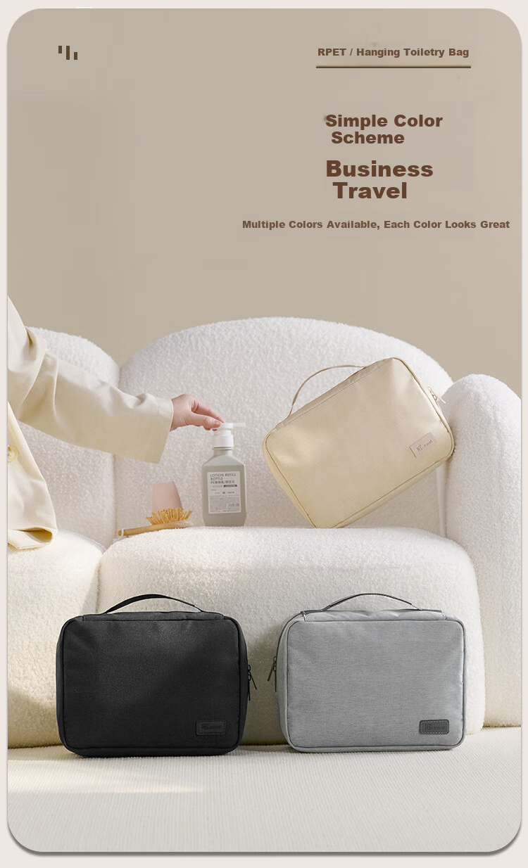 Kelianghuizi Travel Toiletry Bag, Large Capacity, Portable, Multi-Purpose Cosmetic Bag, Water-Resistant, Hanging Storage Bag, Large Size, Gray 6