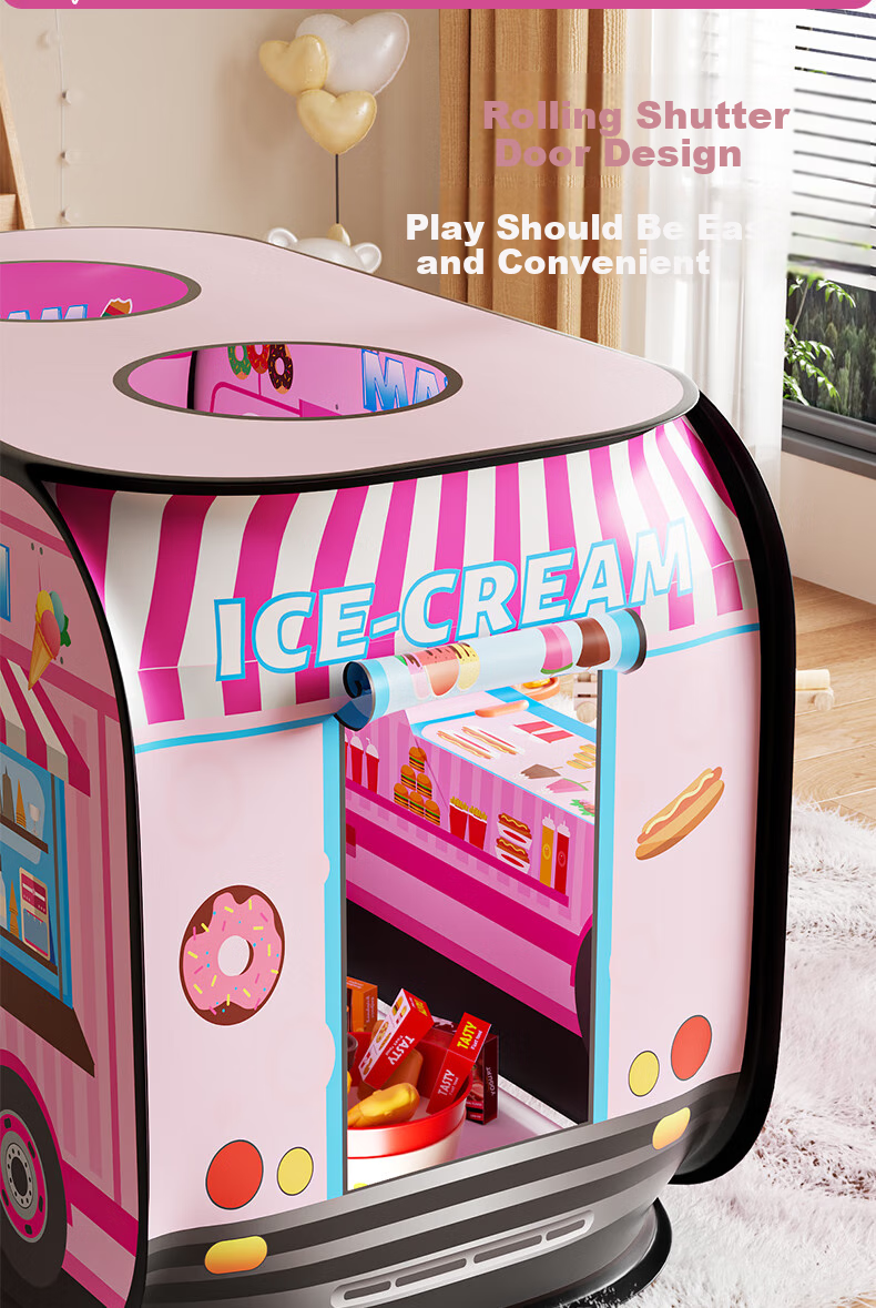 Huangen Children's Tent, Oversized Ice Cream Truck, Indoor Playhouse for Home Use, Outdoor Camping, Pretend Play Toys, Baby Gift 7
