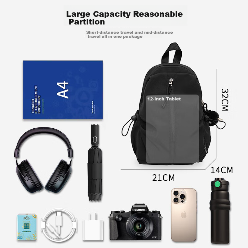 Huili Backpack, Lightweight And Portable for Men And Women, Casual Commuter Student Schoolbag, Outdoor Travel Hiking Bag