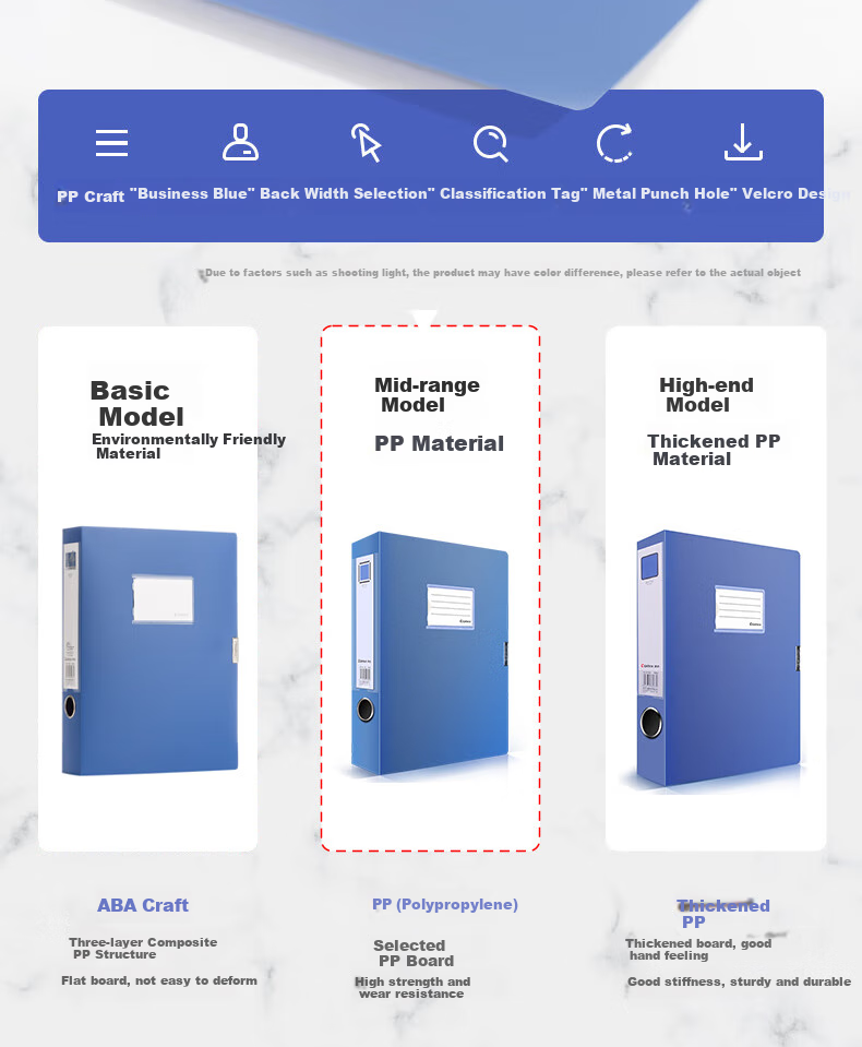 COMIX 10 A4 File Boxes, 55mm Velcro Folders, Thickened Plastic Document Boxes for Vouchers, Personnel Records, Construction Documents, Invoices Storage, Office Accounting Supplies, Blue EA1002-10 1
