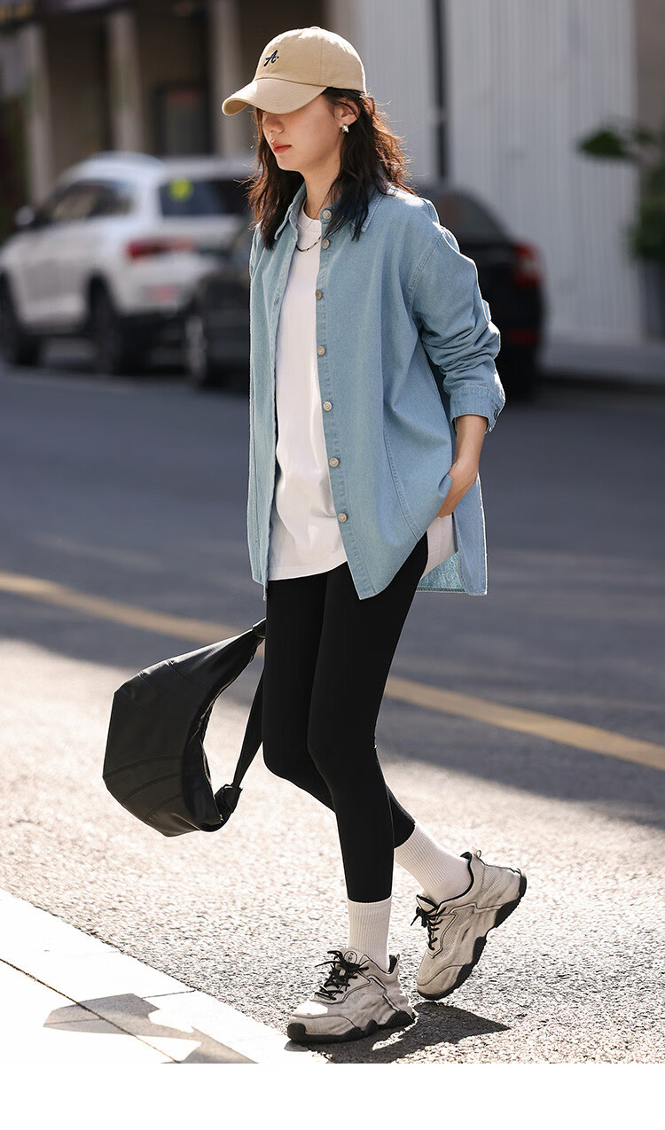 Dme [Light-Colored Denim Shirt] Spring And Autumn Youthful Age-Reducing Artistic Elegant Simple Basic Shirt for Wome 13