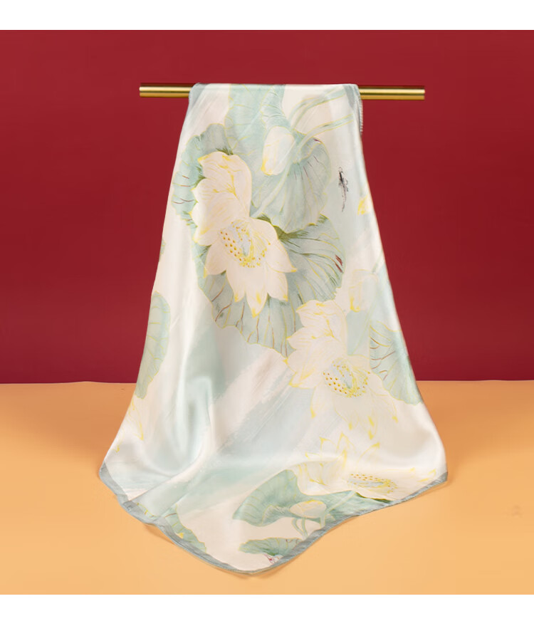 Shanghai Story Women's Silk Satin Small Square Scarf 100% Mulberry Silk Scarf Gift Box Birthday Present Tipsy Mist 7