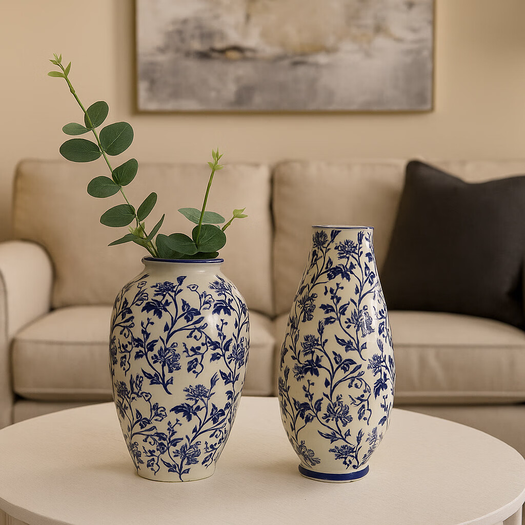 Mudingding New Chinese-Style Blue And White Porcelain Vase, Luxurious High-End Office Decoration, Dining Table Ornament, Flower Vase, Birthday Gift 5