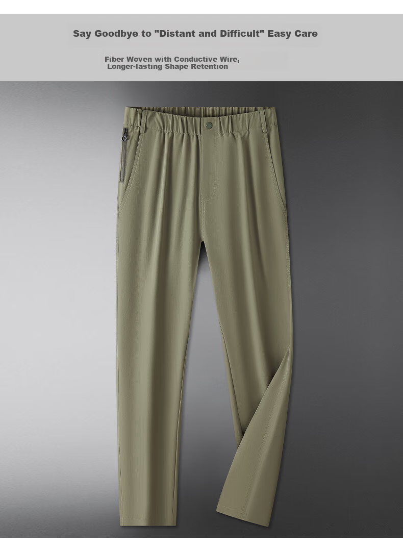 Ayoupang Summer Large Size Elastic Waist Dress Pants, Loose Elastic Business Thin Casual Trousers, Plus Size Cargo Long Pants 11