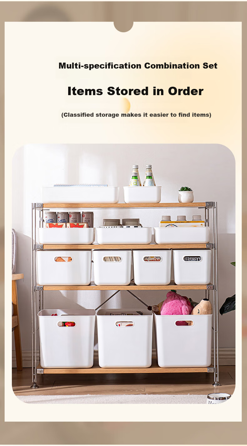 JEKO&JEKO Desktop Storage Box, Kitchen Toy Organizer, Office Wardrobe Storage, Bathroom Organizer Basket, Shallow Large Size without Lid 3