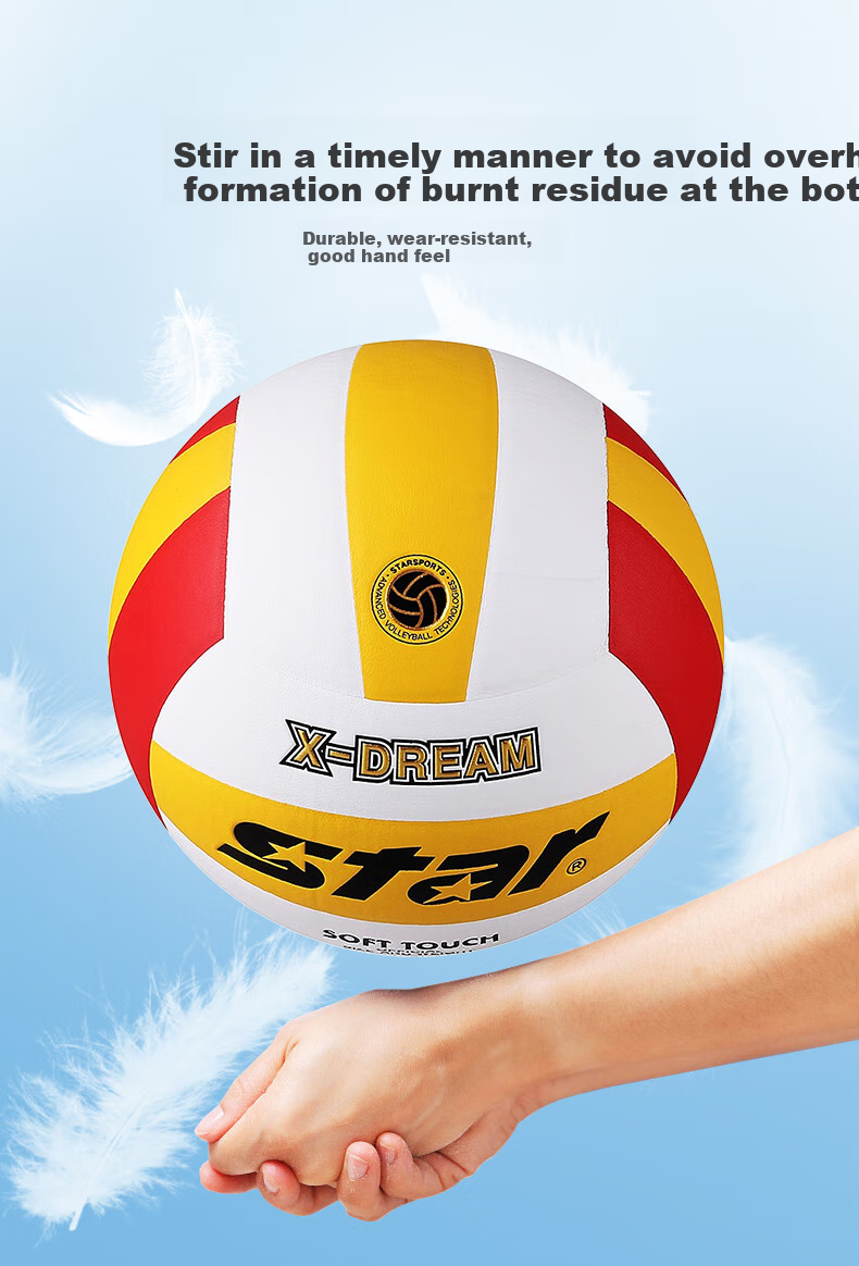 Star Volleyball for Middle School Students, Standard Size 5 for High School Entrance Exam, Competition Training And Physical Test, Macaron Pink Blue VB825C-69 6
