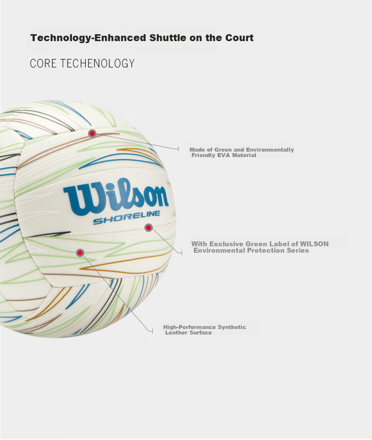 Wilson SHORELINE ECO VB Environmental Series Youth Student Adult Standard Size 5 Volleyball 2