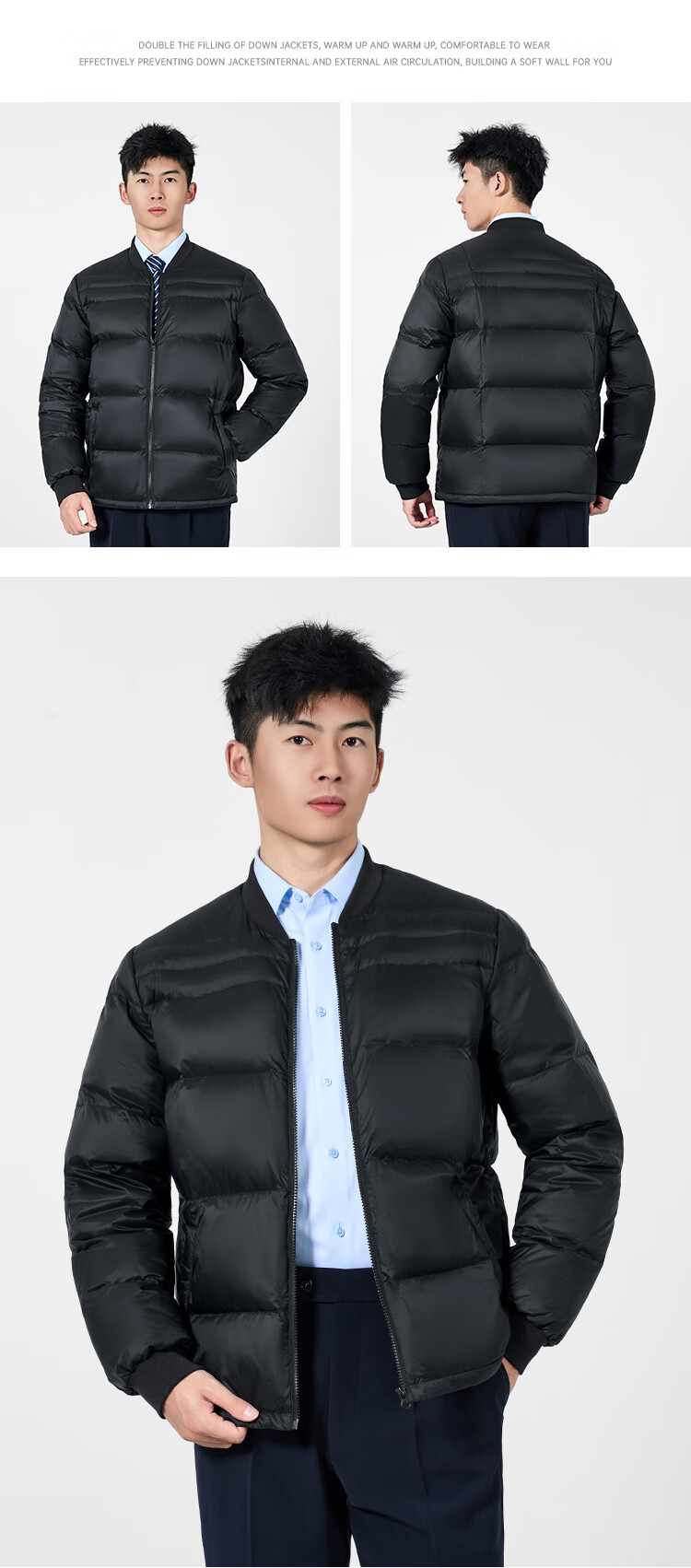 Shushu Home Men's Commuter Down Liner Warm Duck Down Jacket Black M 2
