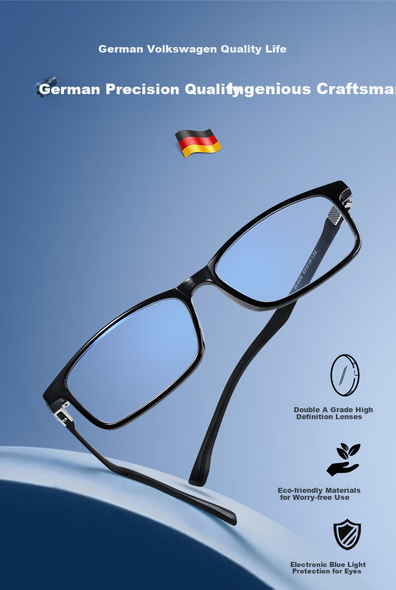 Volkswagen German, Men's Reading Glasses, High Definition Anti-Blue Light Genuine Imported Brand Gift, W606-200 5