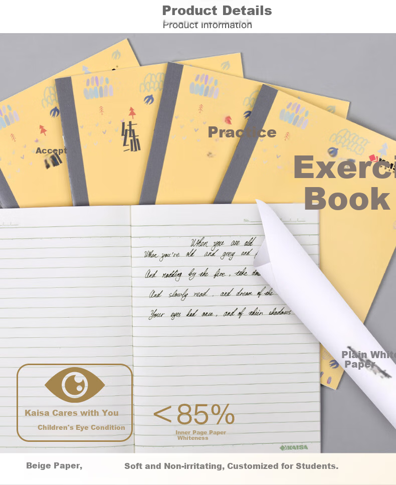 [Back to School Essential] KAISA Exercise Notebook, 22K 20 Sheets Thick Paper Soft Copybook, 5-Pack for Math And Chinese Homework, KSP-0031 2