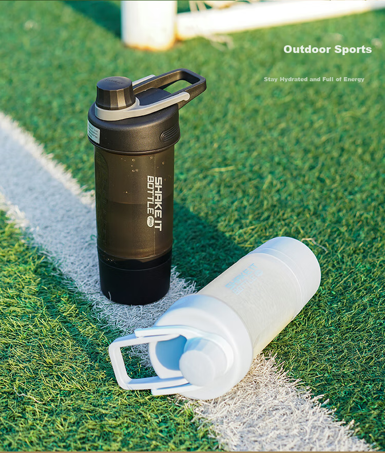 LOCK&LOCK Sports Shaker Bottle with Individual Storage Box, Portable Plastic Cup, Fitness Tea Water Bottle, Gray (580mL+170mL) 11