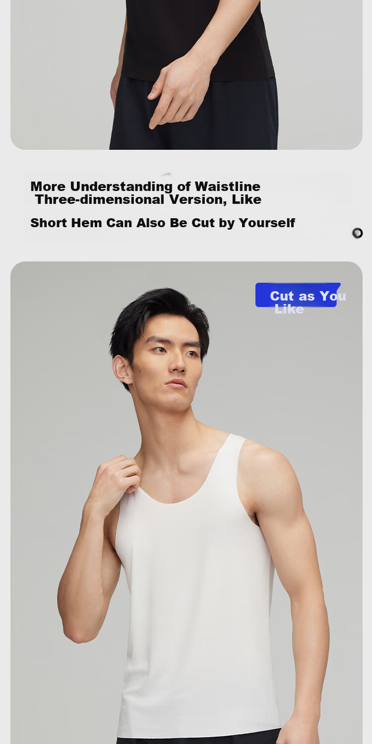 HLA [Randy Heart] Men's Sleeveless Tank Top, Ice Silk Seamless Antibacterial Cool-Feeling Basic Undershirt, Thin Undershirt, 2 Pieces 5