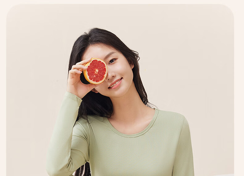 GUJIN Pure Cotton Crew Neck Thermal Underwear Set for Women, High School Girls, Autumn and Winter, Nude Pink, Size L 12