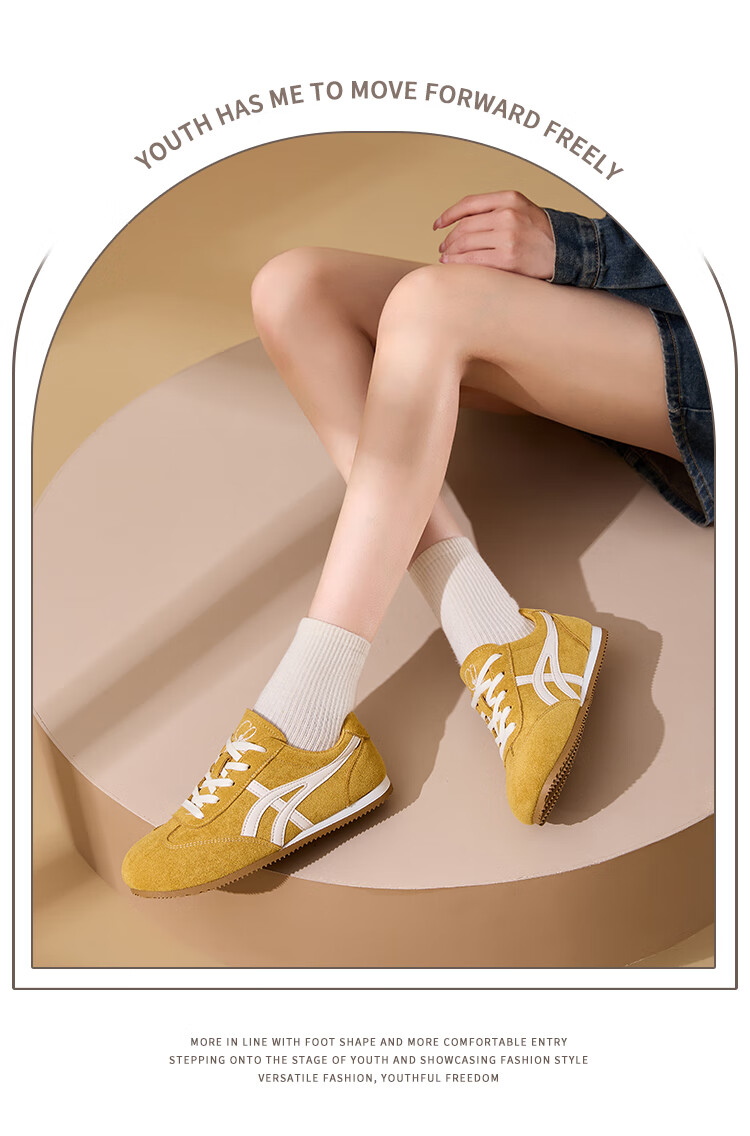 La Chapelle Women's Thick Sole Casual Low-top Lightweight Sports Shoes - XXE6625Z Yellow Size 37 4