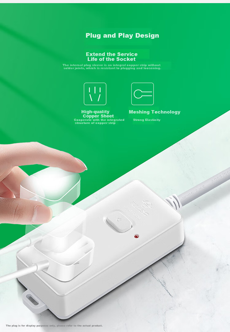 BULL High-Power 16A Socket Power Strip/Extension Cord/Power Board for Air Conditioner, Water Heater, Electric Heater, Suitable for 1 Outlet with Master Control, Total Length 1.8 Meters, Includes 10A Plug GN-104D 5
