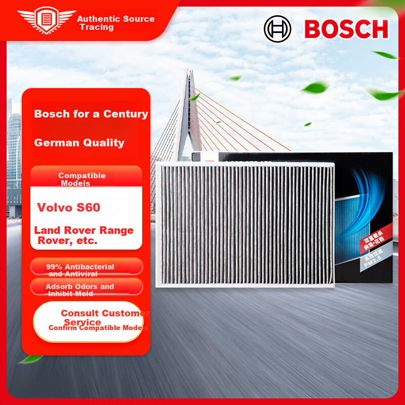 BOSCH Multi-Purpose Air Conditioning Filter 5672 for Volvo XC60 S60 S60L S80 S80L, Land Rover Range Rover Evoque Discovery Sport