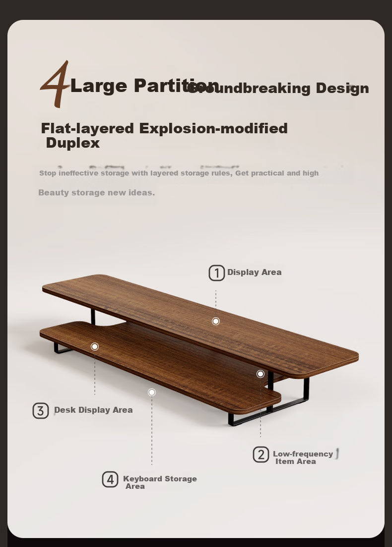 Brateck Beihu Dual-Layer Monitor Riser Stand Desktop Computer Stand Laptop Stand G700S Brown 3