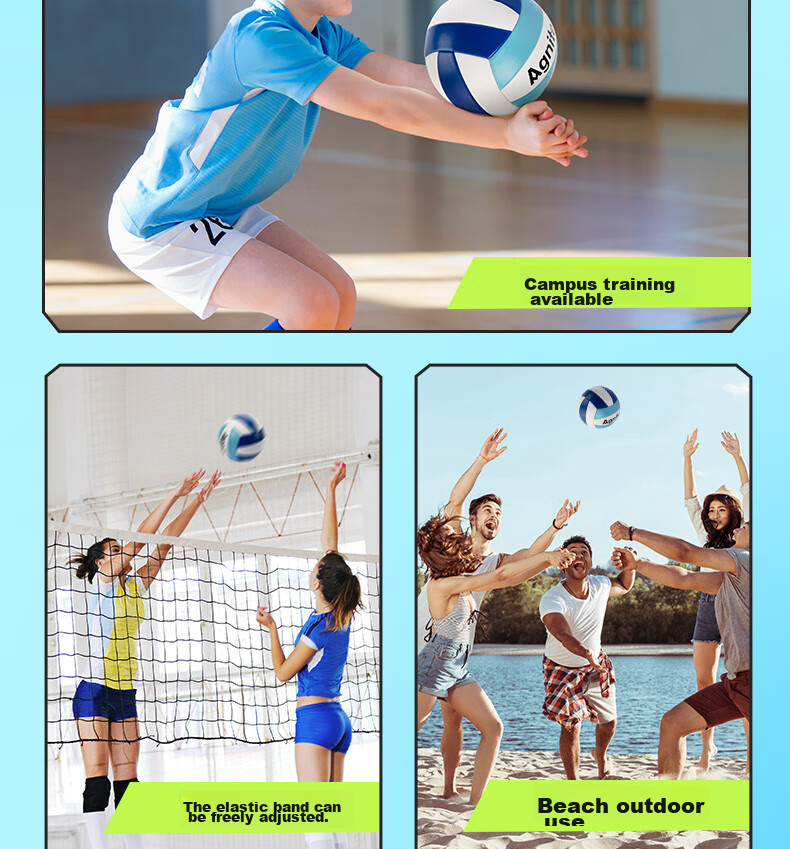 Deli No. 5 Standard Volleyball for Middle School Entrance Exam, Children's Indoor Training, Beach Volleyball, Blue And White 15