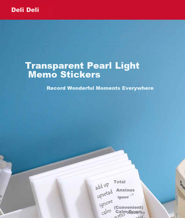 Deli 50 Sheets Transparent Sticky Notes, 76*101mm Memo Pad, Reusable Sticky Notes, Office Supplies, BT466 1