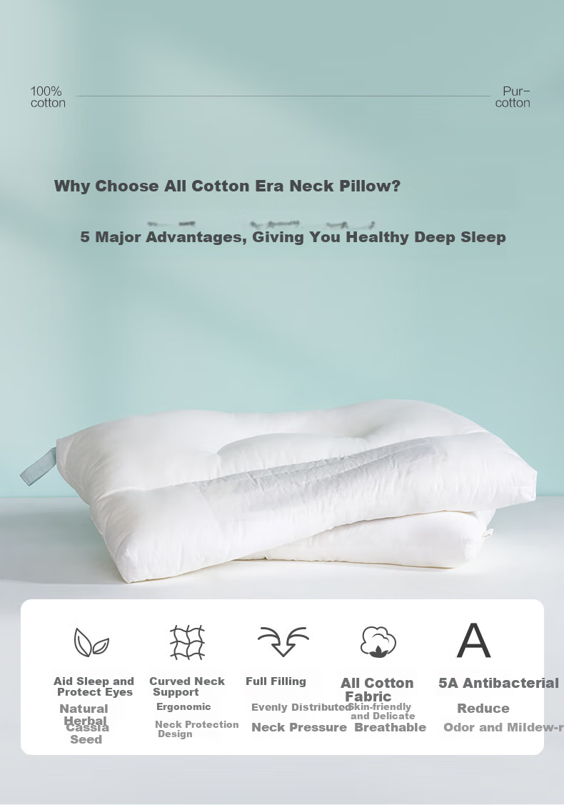 PurCotton Pillow, 100% Cotton, Adult Knitted Brushed Comfortable Pillow Core, Deep Sleep - Gray Striped Pillow, 45×70cm 2