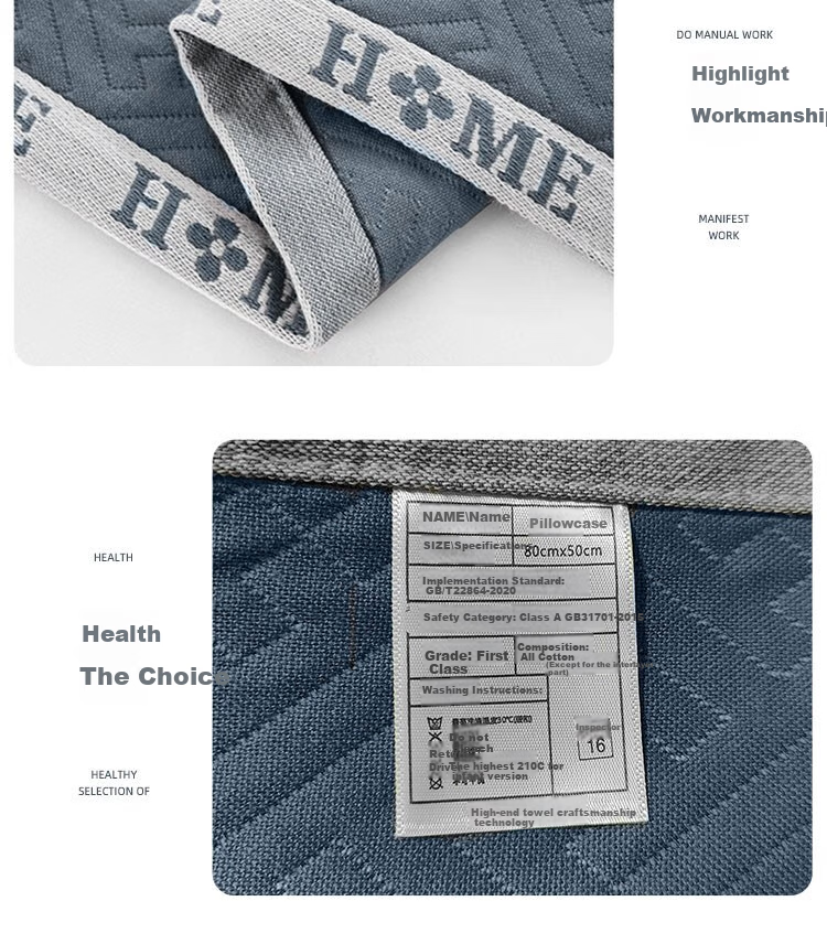 Yuanshenghuo Pure Cotton Class A Pillowcase Set of Two, 100% Cotton Oil-Proof And Sweat-Proof Pillow Cover, Extra Large And Thick, Blue, 50x80cm 10
