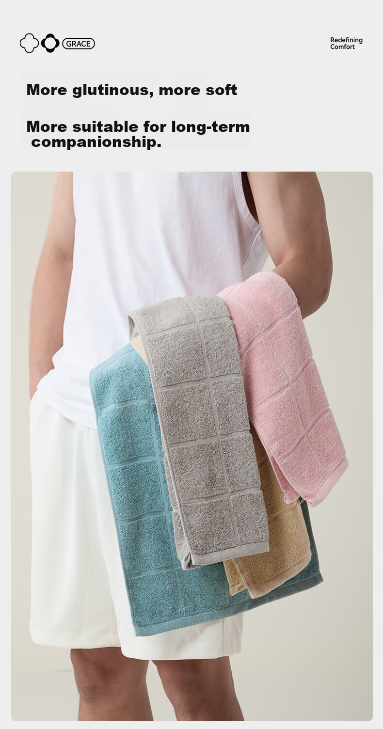 Grace Pure Cotton Towel, 7A Antibacterial, 90g Individually Packaged, Suitable for Men And Women, Home Use, Low Shedding, Face Washing, Bathing, Sports Face Towel 7