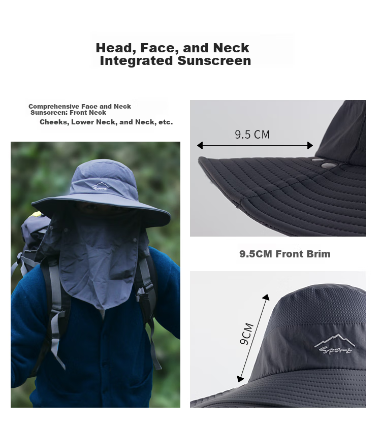 MOTIE Sun Protection Hat for Men And Women, Outdoor Sun Visor Cap, Summer UV-Resistant Face Mask, Sun Fishing Hat, Cycling Mask, Detachable All-In Desig 9