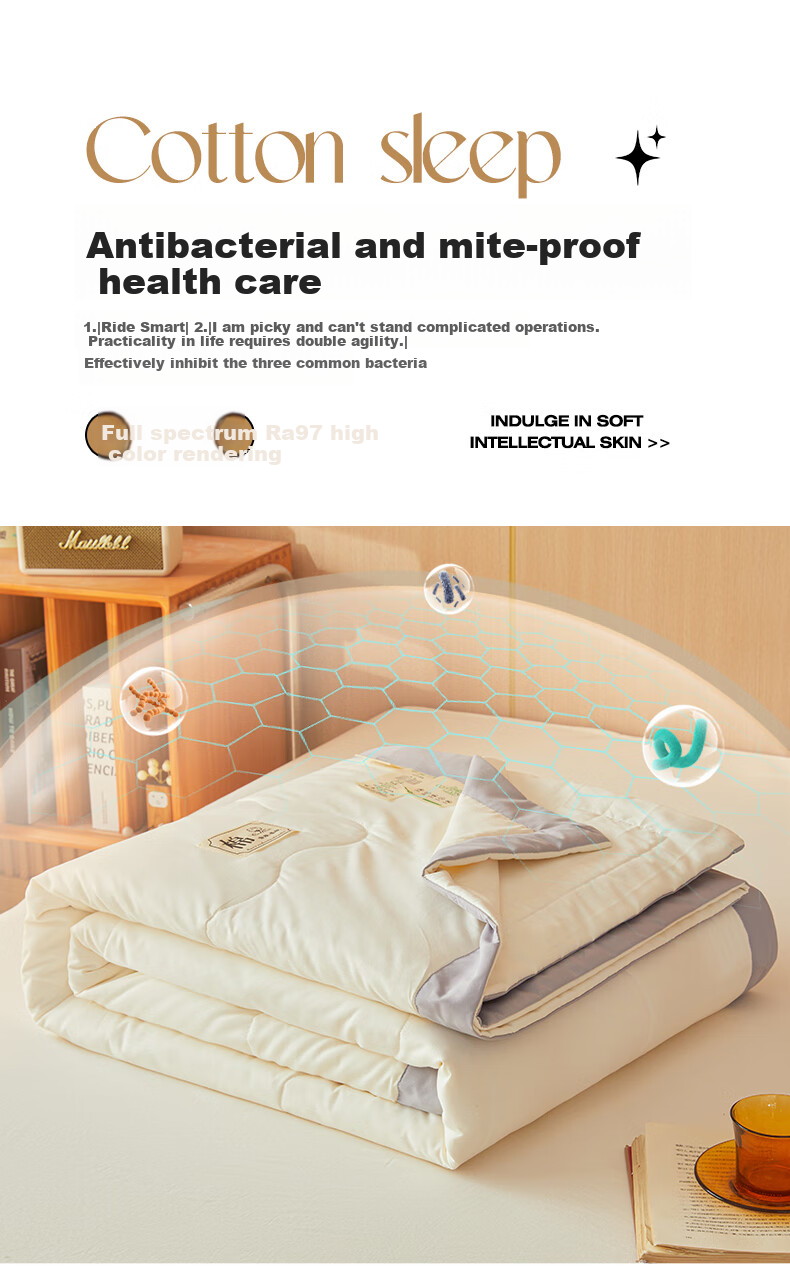 Miiow Class A 100% Xinjiang Pure Cotton Summer Quilt Air Conditioning Quilt Thin Summer Blanket Machine Washable 200*230cm 5