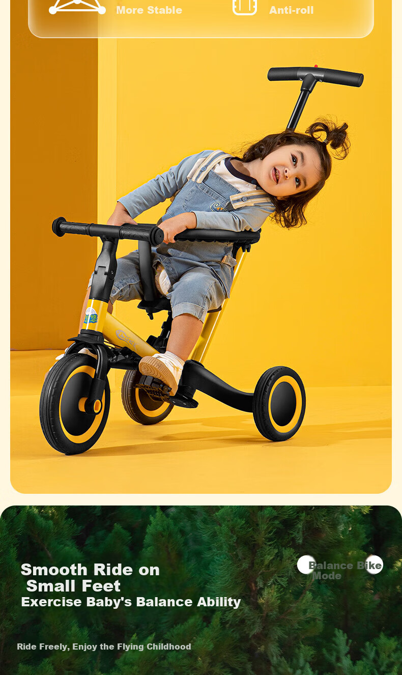 Strolex Children's Push Tricycle, Pedal Bike, Toddler Scooter, Balance Bike, Three-In Self-Propelled Bicycle for Ages 1-6 10