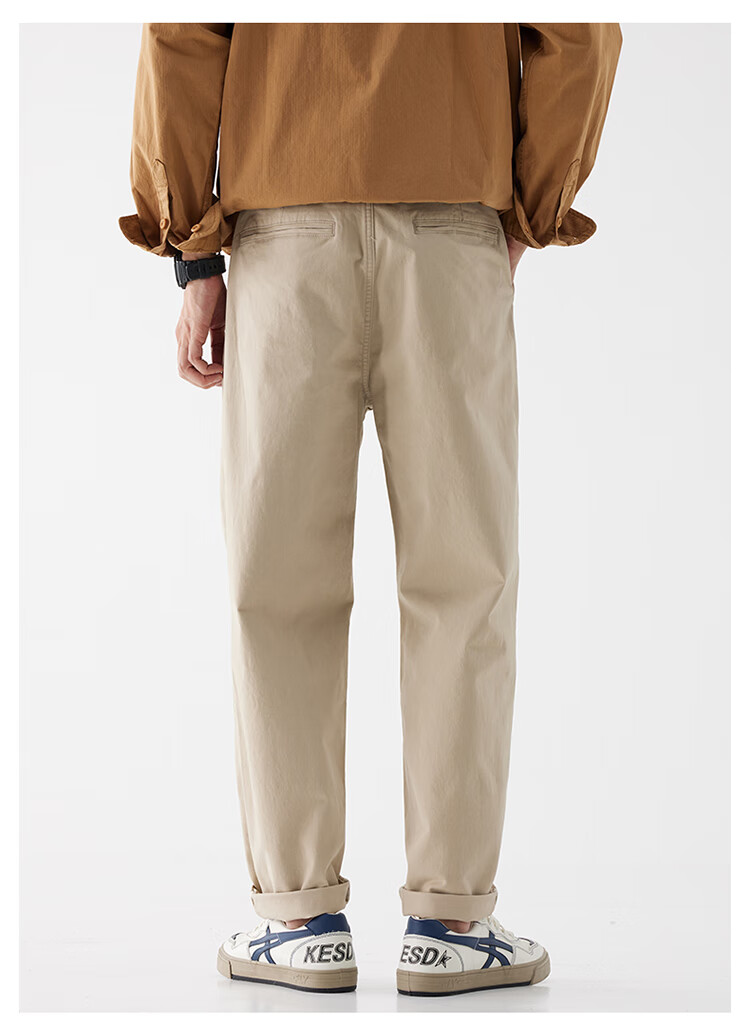 JEEP Casual Pants for Men, Loose-Fitting Trendy Spring And Summer High-End Straight-Leg Cargo Pants, Light Khaki, Size 28 9