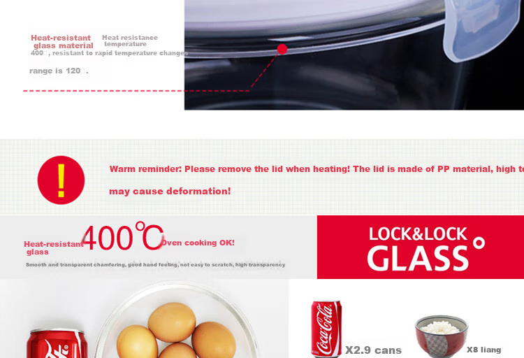LOCK&LOCK Large Capacity Heat-Resistant Glass Food Storage Containers, Microwave-Safe Lunch Boxes, Sealed Bento Boxes, Meal Containers, Lunch Bags, 1L*2 15