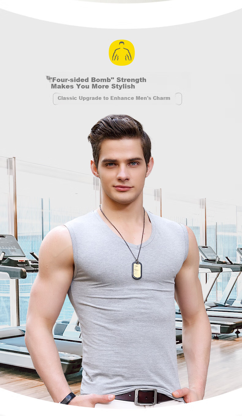 Jianyun Pure Cotton Tank Top for Men, Sports Fitness Undershirt, Sleeveless Vest, Sweat-Absorbing Breathable Thin Vest Top 2