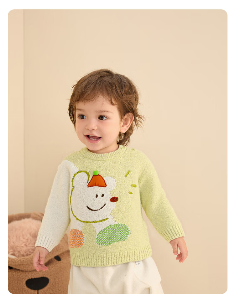 Balabala Baby Sweater Toddler Pullover Knitwear Boys Girls 2025 Winter New Cute Pattern Base Layer Shirt 7