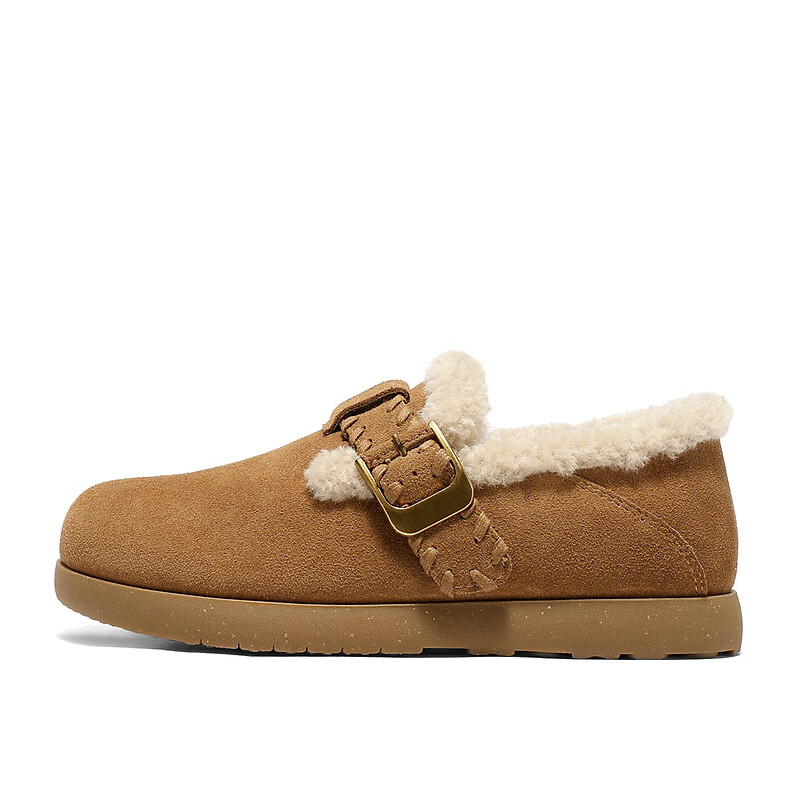SENDA Little Sun Women's Furry Shoes 2025 Winter New Warm Slip-On Casual Birkenstock ZTI25DA5 Brown Size 35